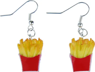 Produktbild von Pommes Ohrringe Miniblings Hänger Pommes Frites in Tüte 3D Details gelb rot