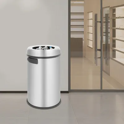 Image de Poubelle - Poubelle 65 l - Acier inoxydable - Ouverture sur le dessus - Couvercle amovible - Très robuste pour la cuisine - Argent