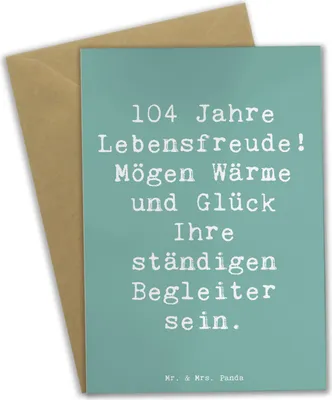 Produktbild von Mr. & Mrs. Panda babykarte Spruch 104. Geburtstag Lebensfreude - Meeresbrise - Geschenk, hochzeitskarten, feiern, einladungskarten, handgefertigte Produkte, Klappkarte