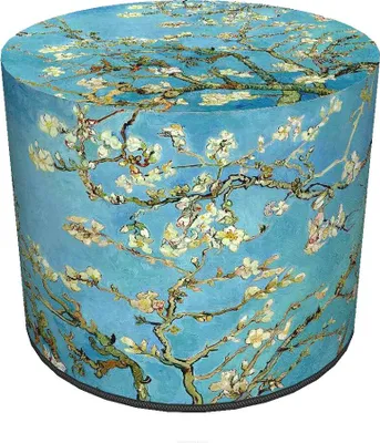 Image de Bertoni Pouf en velours Almond print- pouf rond Ø40 cm, décoratif, avec fermeture éclair, pour le salon
