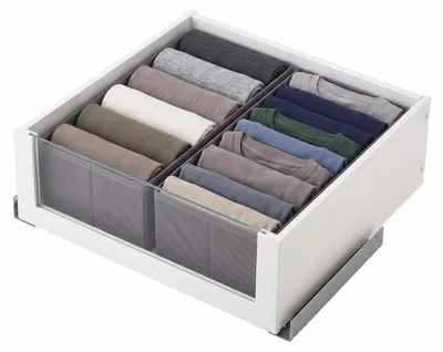 Produktbild von Aufbewahrungsbox Schubladen Organizer aus Vliesstoff Faltbare Stoffboxen 2er Set 19 x 51 x 11 cm für PAX 50 ohne Trennfächer Kleidung Kleiderschrank