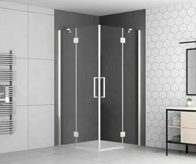 Produktbild von form&style Eckeinstieg BALLINO 90 x 90 x 195 cm Profil weiß matt Klarglas schmutzabweisende Glasbeschichtung