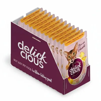 Produktbild von Delickcious Katzen-Nassfutter Kaninchen & Tropenfrucht, 12x80 g