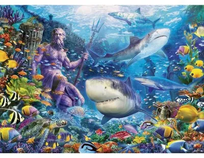 Image de Puzzle océan les requins le roi de la mer dauphins sur le récif de corail 500 pièces - ravensburger - 150397