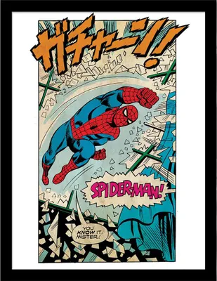 Produktbild von Spider-Man - Gerahmtes Poster "Ftanng" PM12221 (45 cm x 35 cm) (Blau/Weiß/Rot)