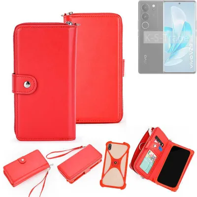 Produktbild von K-S-Trade 2in1 Schutzhülle Portemonnee Handyhülle mit Bumper kompatibel mit Vivo V29 Hülle Case Etui Geldbörse Smartphone rot (1x)