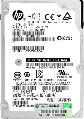 Image de HP EG1200FDNJT 1.2TB SAS II 10000 RPM 2.5" pouces 726480-001