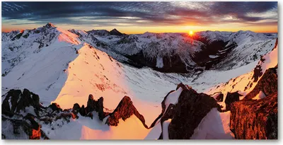 Produktbild von Tulup® Leinwandbild - 140x70 cm - Wandkunst - Drucke auf Leinwand - Leinwanddruck  - Landschaften - Mehrfarbig - Berge im Winter