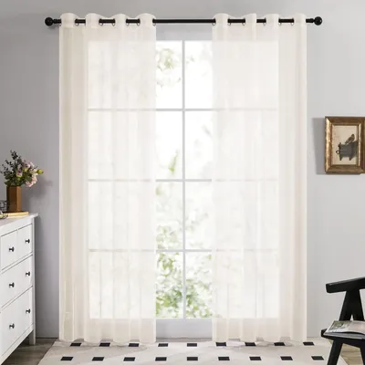 Obrázok produktu pre Závesy, 2 kusy, broskyňová farba, béžová, 140 x 290 cm, s okami, 100% polyester