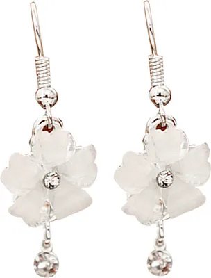 Produktbild von Hakenohrringe, elegant, Piercing, Damen, Blütenblätter, Strass, Ohrhänger für Hochzeit-Weiß