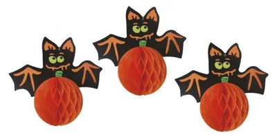 3er-Set Halloween-Fledermäuse, 14x13,2 cm, Dekoration