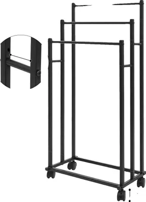 Immagine prodotto di Portasciugamani, altezza regolabile, design mobile, nero