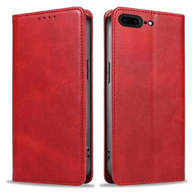 Produktbild von Handyhülle für Apple iPhone 7 Plus / 8 Plus Kunstleder Flip Cover Hülle Handytasche Case Kartenfach Farbe: Rot