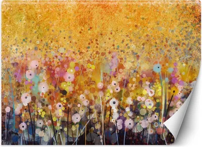 Produktbild von Vlies fototapete Blumen auf der Wiese, farbenfrohe Abstraktion 254x184 cm Feeby Orange inkl. Kleber einfache Montage