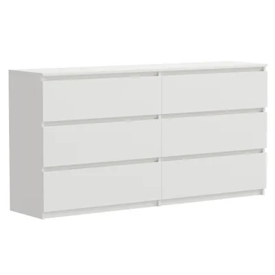 Produktbild von Kommode Schubladenkommode Weiß 140 cm mit 6 Schubladen funktional modern für Wohnzimmer Büro Schlafzimmer