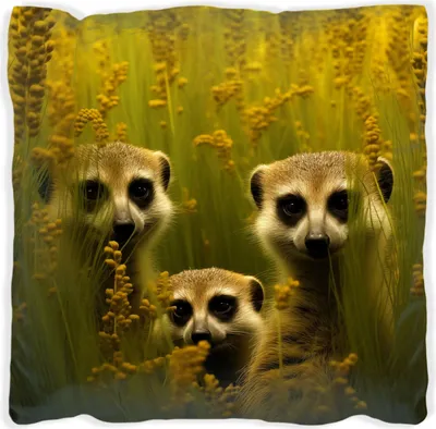 Produktbild von Wallario Premium Kissen, weiche Oberfläche, mit Motiv Versteckspiel im Feld, Größe: 40 x 40 cm, mit weißer Rückseite