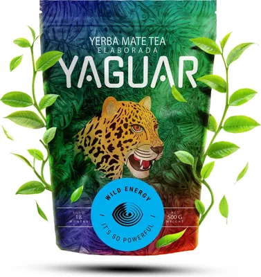 Produktbild von Yaguar - Mate Tee Wild Energy 500g - Hoher Koffeingehalt - Luftgetrocknet - Mild, Wenig Staub - Yerba Mate Argentinien - 18 Monate Gereift