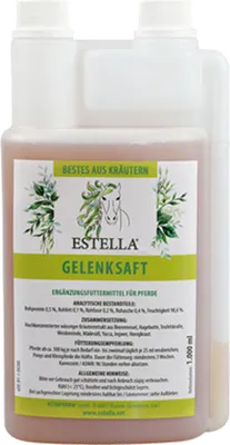 A bottle of Estella Gelenksaft for horses.