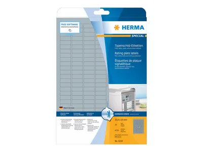 Image de HERMA 4725 Étiquettes pour plaques signalétiques, argent mat, 25 x 10 mm
