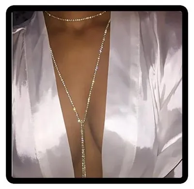 Produktbild von Carufin Halfter Kristall Halsketten Silber Lange Choker Halskette y Körperket