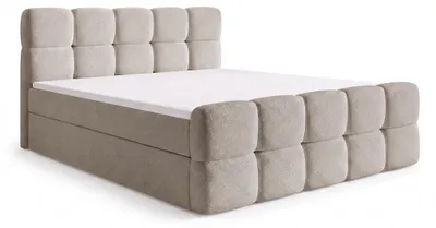 Produktbild von ELVORA DESIGNE Boxspringbett 180x200 cm SOVA I mit Bonellmatratze & Topper, 2 Bettkästen, Beige
