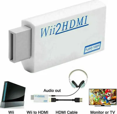 Immagine prodotto di Adattatore di uscita audio per TV portatile Wii a HDMI Wii2HDMI Full HD