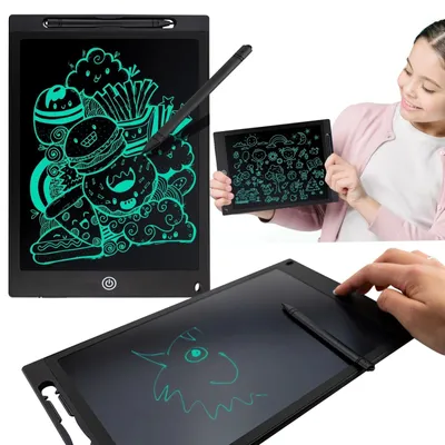 Produktbild von LCD Schreibtafel Zeichenbrett Maltafel 12 Zoll Schreibtablet Kinder Schwarz