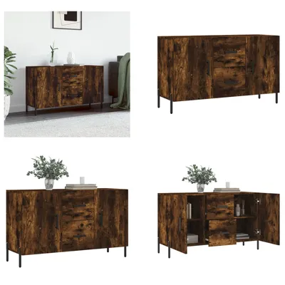Image de vidaXL Sideboard chêne fumé 100x36x60 cm Bois composite - Sideboard - Buffets - Armoire - Armoire de stockage