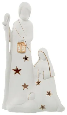 Productafbeelding van Keramieken kaarsenhouder, wit en goud, 23 x 12 x 39 cm