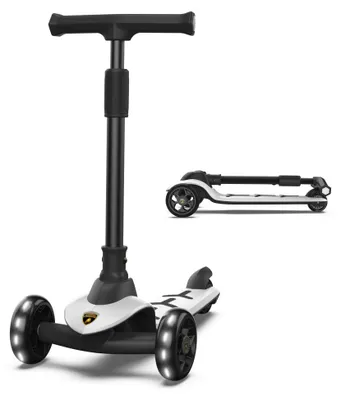 Produktbild von Lamborghini Kinder Roller Scooter ab 3 Jahren bis 50 kg - Tretroller mit 2 Lenkmodi, Leichter Aluminiumrahmen, Leuchträdern, Hinterbremse
