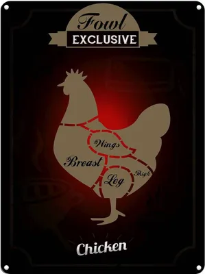 Produktbild von vianmo Blechschild 40x30 cm Fleisch Fowl exklusive chicken