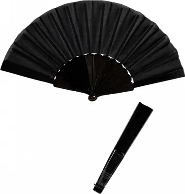 Produktbild von Schwarzer Handfächer aus Stoff als Burlesque Kostümzubehör