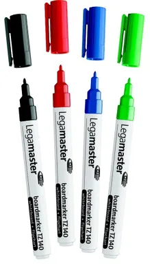 Produktbild von Legamaster TZ 140 Boardmarker sortiert 4St Set, 4 Stück(e), Schwarz, Blau, Grün, Rot, Feine Spitze, Mehrfarbig, Polypropylen (PP), Rund