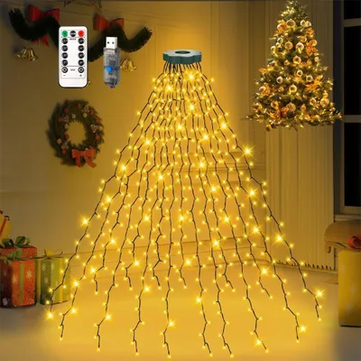 Lichtkette 280 LEDs, 8 Stränge, 2 m, IP44, warmweiß, 8 Modi