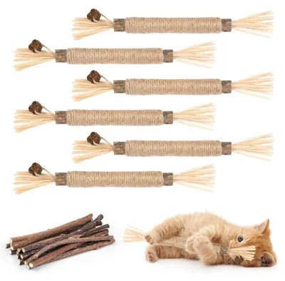 Image de TRANKIELO® - Bâtonnets d'herbe à chat, 21 pièces - Jouet naturel pour chats - Pour soulager le stress et nettoyer les dents