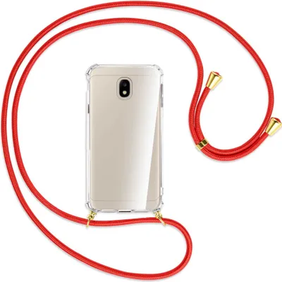 Produktbild von Handykette Backcover-Schutzhülle mit Band (Metall goldfarben) für Samsung Galaxy J3 2017 - rot