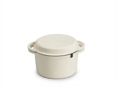 Produktbild von GSW Gusseisentopf 21 cm, 3,8 Liter, weiß, Emaillebeschichtung, Backofengeeignet, für alle Herdarten