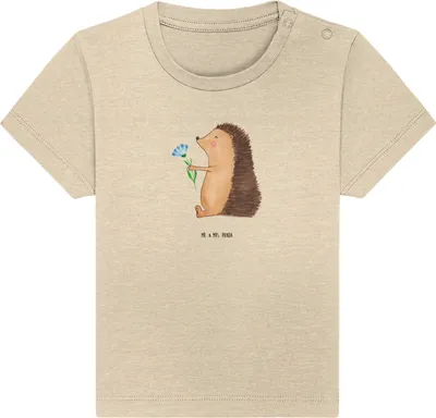 Produktbild von Mr. & Mrs. Panda Babyshirt Igel Blumen 12. - 18. Monat - Natural Raw - Geschenk, Genesungswünsche, Lustige Sprüche, Kinder Oberteil, Besuch,  Baby T-Shirt, Krankenhaus