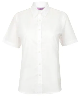Image de Henbury - Chemisier pour femmes, style Oxford, classique, à manches courtes, modèle LT4377 (taille 48 allemande), couleur blanche