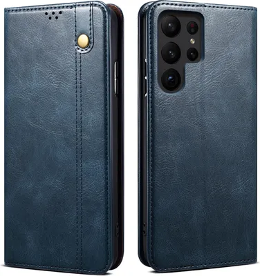Produktbild von Galaxy S23 Ultra Hülle, Leder Flip Brieftasche Schutzhülle für Samsung Galaxy S23 Ultra Blau