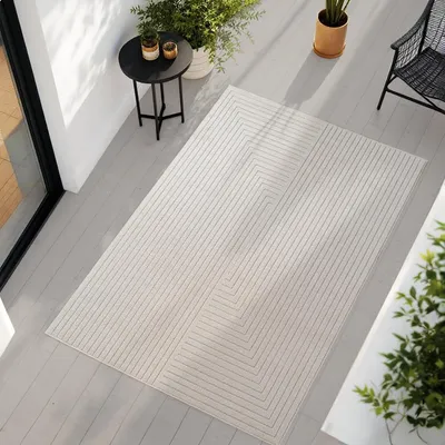 Obrázek produktu pro Teppium Venkovní Koberec Moderní Boho Design 3D Efekt Odolný UV Ideální na Terasu do Obývacího Pokoje a Kuchyně, Velikost, 280x370 cm