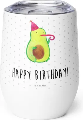 Produktbild von Mr. & Mrs. Panda Thermo Becher Avocado Geburtstag - Weiß - Geschenk, glühweinbecher, Happy Birthday, Feier, Thermobecher, Alles Gute, thermosbecher, Weinbecher, Party
