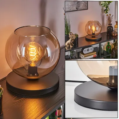 Produktbild von Cesaro Tischlampe aus Metall/Glas in Schwarz/Bernsteinfarben