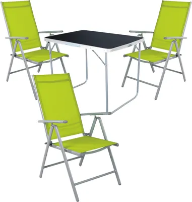 Produktbild von 4-tlg Camping Set Gartenmöbel Campingtisch + 3 Klappstuhl