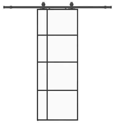 Zdjęcie produktu dla vidaXL Drzwi przesuwne z okuciem czarne 76x205 cm szkło ESG