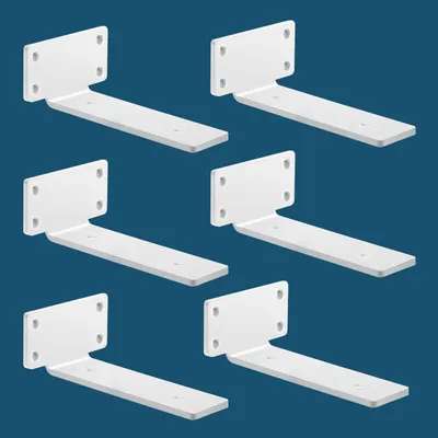 Immagine prodotto di Supporti per scaffali pesanti, angolari, in metallo bianco, 20 cm, confezione da 6 pezzi