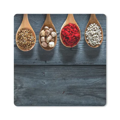 Produktbild von MuchoWow® Mauspad Mousepad Gewürze - Löffel - Holz - Küche - Gewürze - Industrie 20x20 cm - Mousepads - Maus Mat - Pad - Mausunterlage - Desk Mat - Bureauartikeln