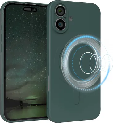 Produktbild von EAZY CASE - Silikonhülle magnetisch für Apple iPhone 16 Plus, Hülle Silikon, weich stoßfeste Magnet Handyhülle, Schutzhülle mit Kameraschutz, TPU Bumper in Grün