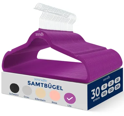 Produktbild von SereneLife Kleiderbügel rutschfest, 30er Set, Kleiderhaken Platzsparende Bügel,