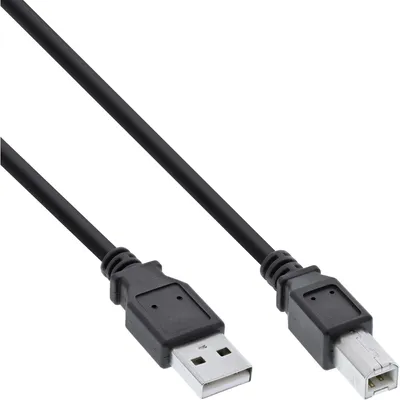 Produktbild von InLine USB 2.0 Kabel, A an B, schwarz, 1m, 1 m, USB A, USB B, Stecker/Stecker, 0,48 Gbit/s, Schwarz